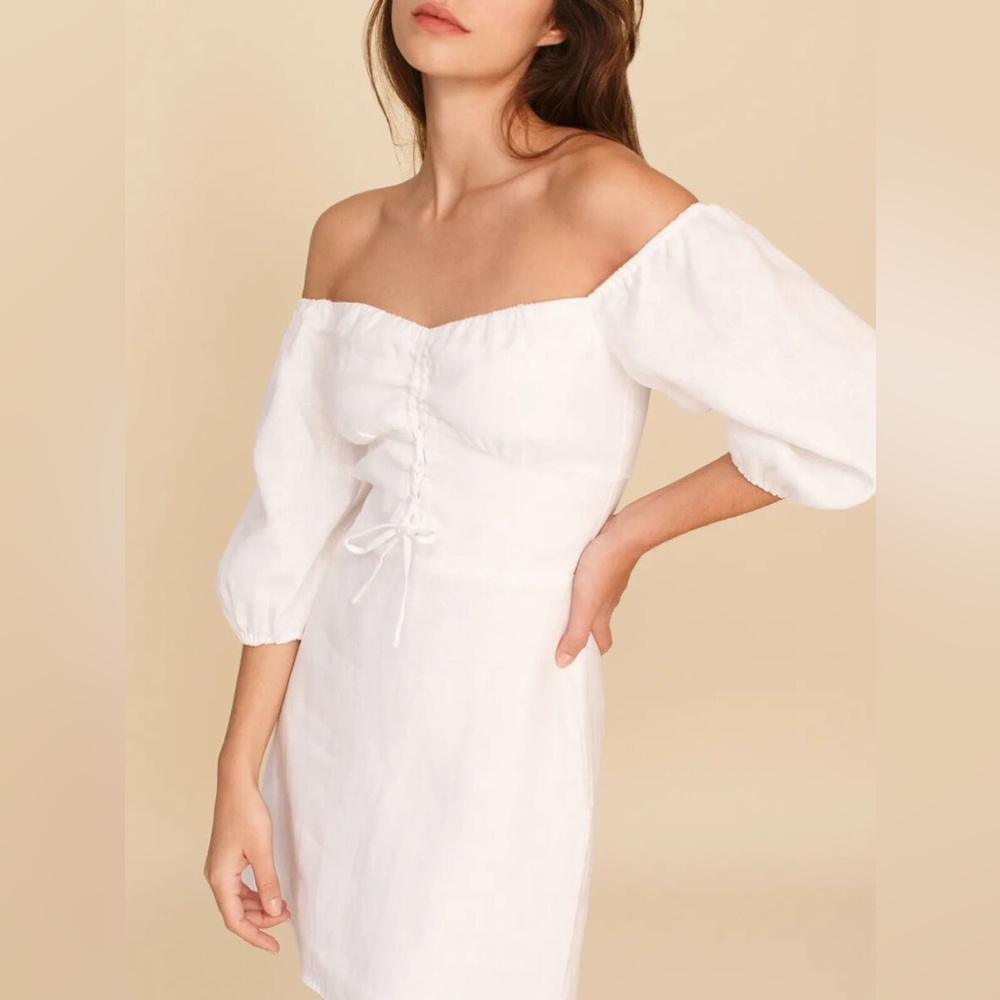 Reformation Kathryn White Linen Mini Dress